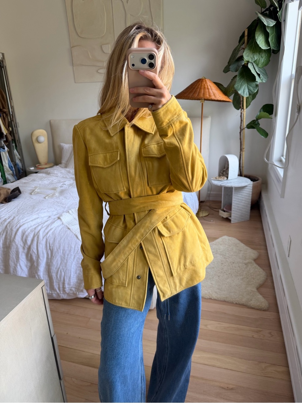 Mango Premium Yellow Suede Jacket Size Small New Without Tags